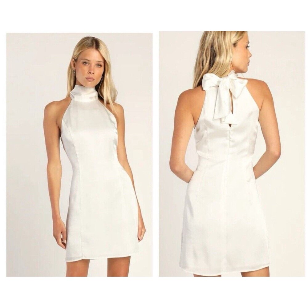 Elegant White Halter Dress